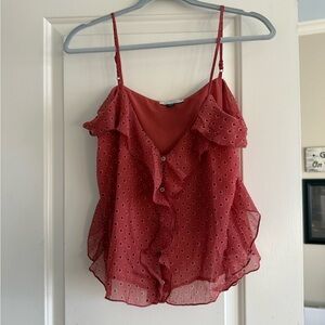 American Eagle Outfitters Red/Pink polka dot tank top